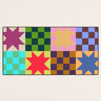 Colorful Patchwork Quilt Star Pattern Modern Geometric Abstract Blocks in Bright Bold Colors Desk Mat Gallery Image 3