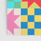 Colorful Patchwork Quilt Star Pattern Modern Geometric Abstract Blocks in Bright Bold Colors Poster Gallery Image 3
