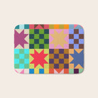 Colorful Patchwork Quilt Star Pattern Modern Geometric Abstract Blocks in Bright Bold Colors Bath Mat Gallery Image 1