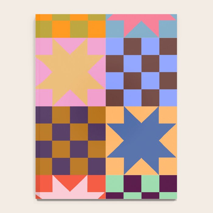 Colorful Patchwork Quilt Star Pattern Modern Geometric Abstract Blocks in Bright Bold Colors Notebook Gallery Image 4