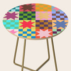 Colorful Patchwork Quilt Star Pattern Modern Geometric Abstract Blocks in Bright Bold Colors Side Table Gallery Image 2
