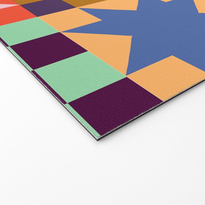 Colorful Patchwork Quilt Star Pattern Modern Geometric Abstract Blocks in Bright Bold Colors Welcome Mat Gallery Image 2