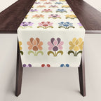 70s Retro Florals Pattern with Linen Texture Table Runner Gallery Image 1