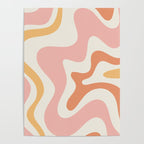 Retro Liquid Swirl Abstract Pattern Square Blush Cream Cantaloupe Mustard Poster Gallery Image 4