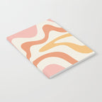 Retro Liquid Swirl Abstract Pattern Square Blush Cream Cantaloupe Mustard Notebook Gallery Image 2