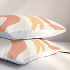 Retro Liquid Swirl Abstract Pattern Square Blush Cream Cantaloupe Mustard Pillow Sham Gallery Image 3