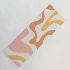 Retro Liquid Swirl Abstract Pattern Square Blush Cream Cantaloupe Mustard Yoga Mat Gallery Image 1