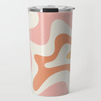 Retro Liquid Swirl Abstract Pattern Square Blush Cream Cantaloupe Mustard Travel Mug Gallery Image 1