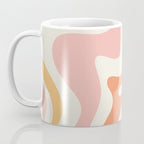 Retro Liquid Swirl Abstract Pattern Square Blush Cream Cantaloupe Mustard Coffee Mug Gallery Image 3
