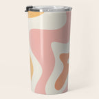 Retro Liquid Swirl Abstract Pattern Square Blush Cream Cantaloupe Mustard Travel Mug Gallery Image 3