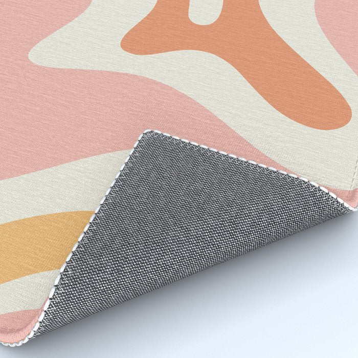 Retro Liquid Swirl Abstract Pattern Square Blush Cream Cantaloupe Mustard Rug Gallery Image 4