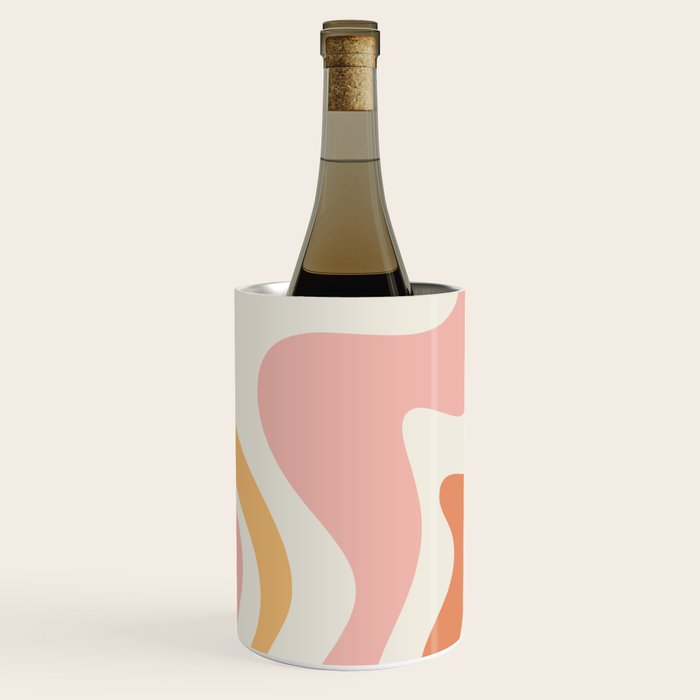 Retro Liquid Swirl Abstract Pattern Square Blush Cream Cantaloupe Mustard Wine Chiller Gallery Image 2