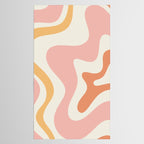 Retro Liquid Swirl Abstract Pattern Square Blush Cream Cantaloupe Mustard Tablecloth Gallery Image 2