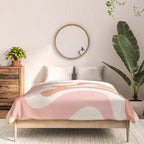 Retro Liquid Swirl Abstract Pattern Square Blush Cream Cantaloupe Mustard Comforter Gallery Image 3