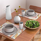 Retro Liquid Swirl Abstract Pattern Square Blush Cream Cantaloupe Mustard Placemat Gallery Image 2