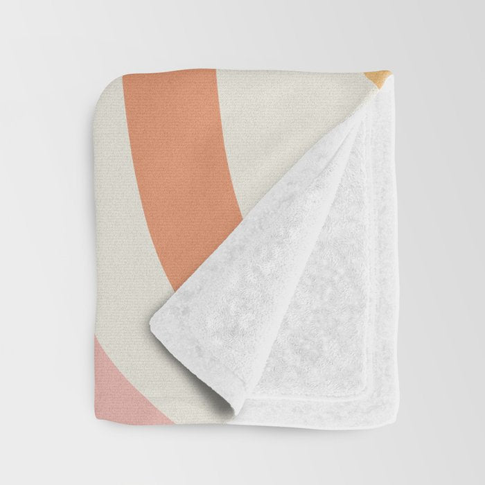 Retro Liquid Swirl Abstract Pattern Square Blush Cream Cantaloupe Mustard Throw Blanket Gallery Image 3