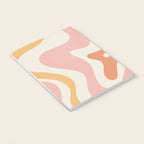 Retro Liquid Swirl Abstract Pattern Square Blush Cream Cantaloupe Mustard Notebook Gallery Image 3