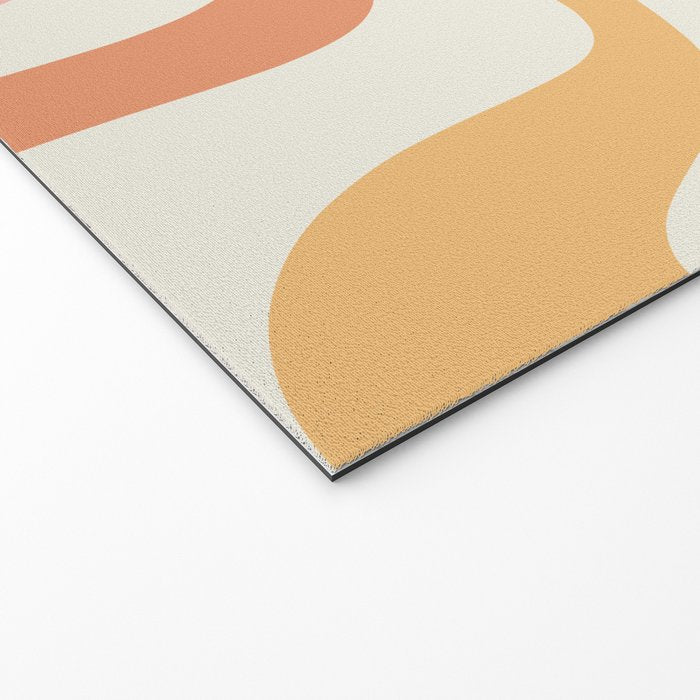 Retro Liquid Swirl Abstract Pattern Square Blush Cream Cantaloupe Mustard Welcome Mat Gallery Image 2
