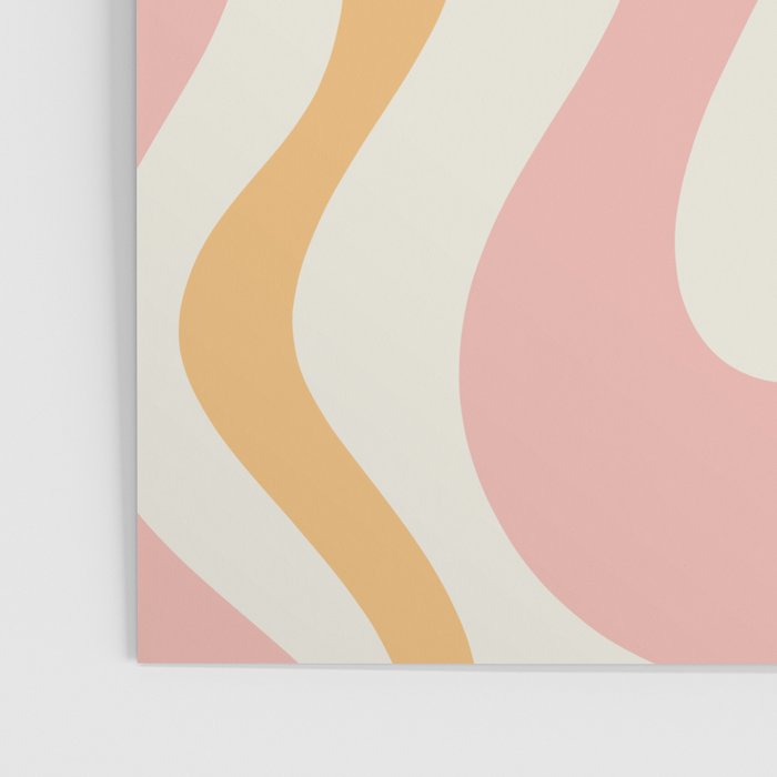 Retro Liquid Swirl Abstract Pattern Square Blush Cream Cantaloupe Mustard Poster Gallery Image 3