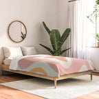 Retro Liquid Swirl Abstract Pattern Square Blush Cream Cantaloupe Mustard Comforter Gallery Image 2