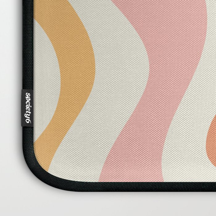 Retro Liquid Swirl Abstract Pattern Square Blush Cream Cantaloupe Mustard Laptop Sleeve Gallery Image 3