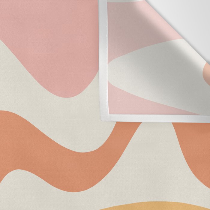 Retro Liquid Swirl Abstract Pattern Square Blush Cream Cantaloupe Mustard Wall Tapestry Gallery Image 3