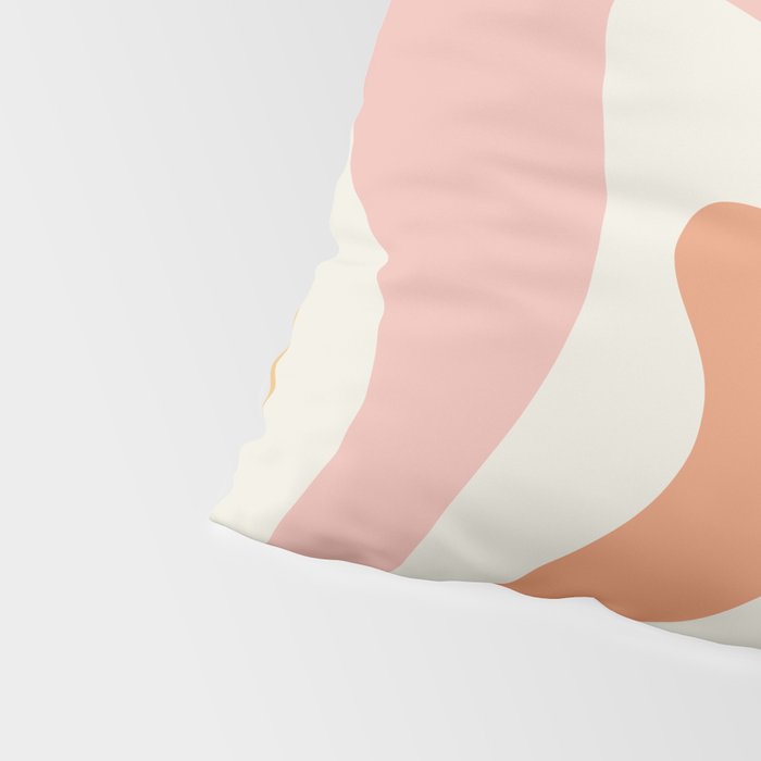 Retro Liquid Swirl Abstract Pattern Square Blush Cream Cantaloupe Mustard Pillow Sham Gallery Image 4