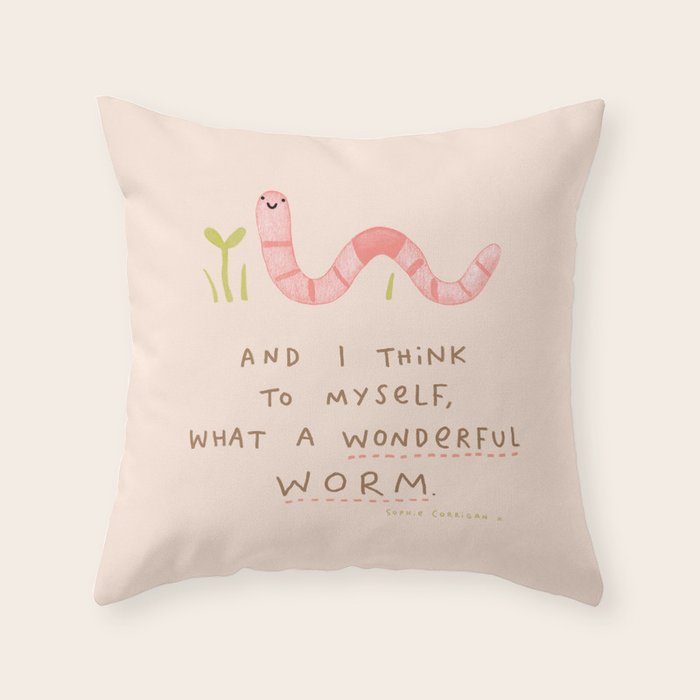 Wonderful Worm Throw Pillow Gallery Image 1