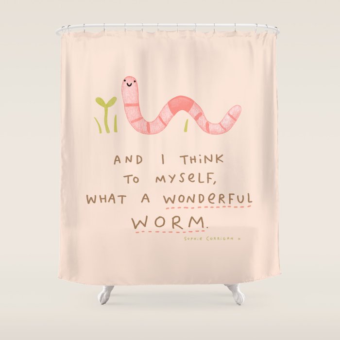 Wonderful Worm Shower Curtain Gallery Image 1