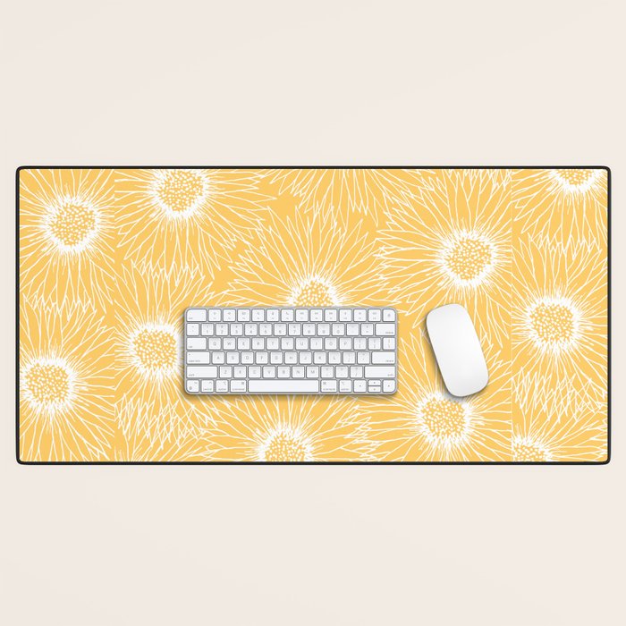 Yellow Sunflowers Line Art Desk Mat Gallery Image 1