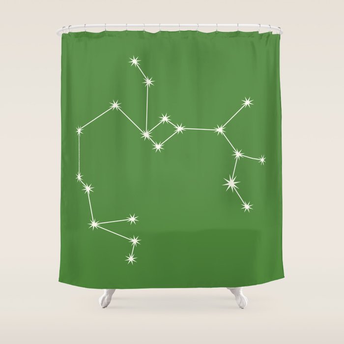 Sagittarius Zodiac Star Constellation Line Art Kelly Green Shower Curtain Gallery Image 1