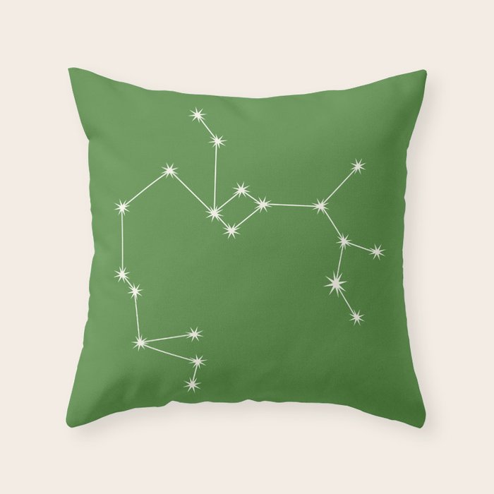 Sagittarius Zodiac Star Constellation Line Art Kelly Green Throw Pillow Gallery Image 6