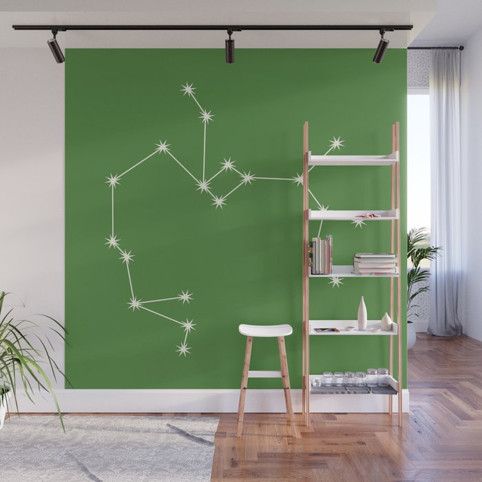 Sagittarius Zodiac Star Constellation Line Art Kelly Green Wall Mural Gallery Image 1