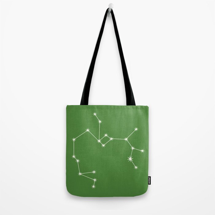 Sagittarius Zodiac Star Constellation Line Art Kelly Green Tote Bag Gallery Image 2