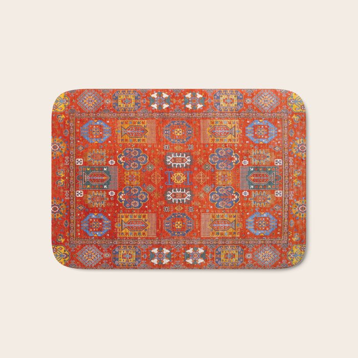 Orange Angel Snowfall Kazak Persian Rug Bath Mat Gallery Image 1