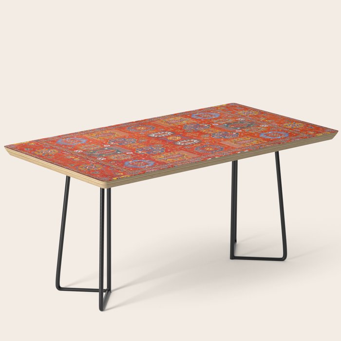 Orange Angel Snowfall Kazak Persian Rug Coffee Table Gallery Image 1