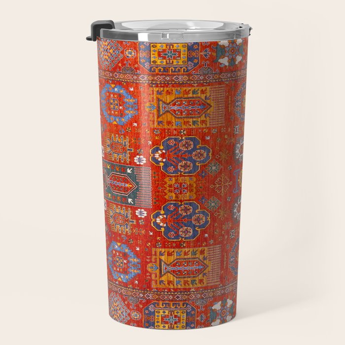 Orange Angel Snowfall Kazak Persian Rug Travel Mug Gallery Image 3