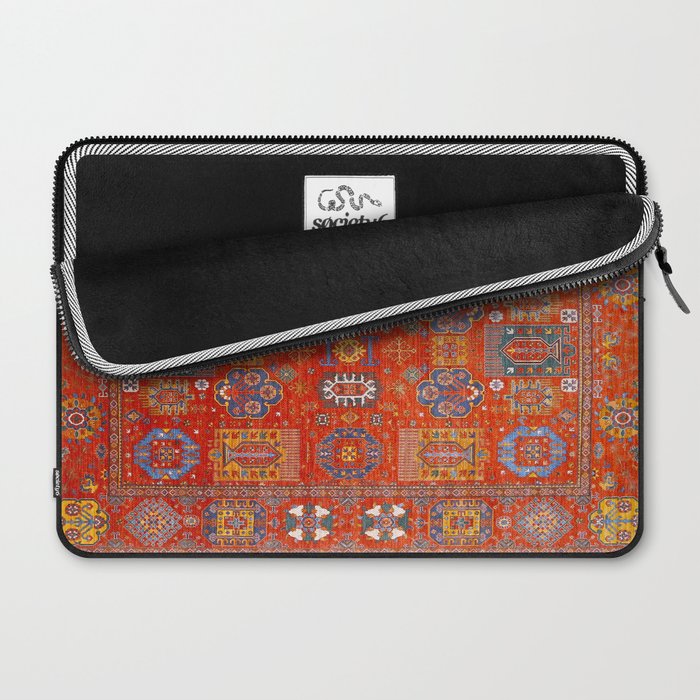 Orange Angel Snowfall Kazak Persian Rug Laptop Sleeve Gallery Image 2