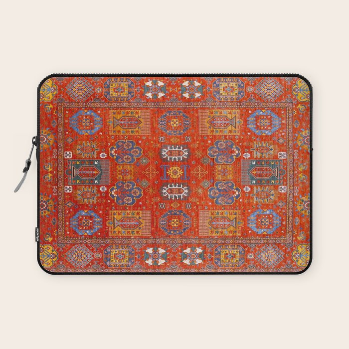 Orange Angel Snowfall Kazak Persian Rug Laptop Sleeve Gallery Image 1