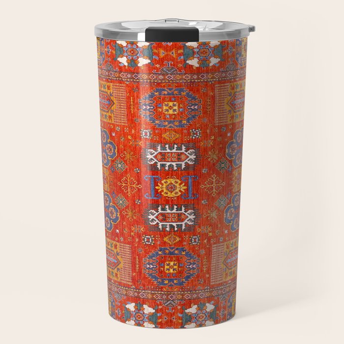 Orange Angel Snowfall Kazak Persian Rug Travel Mug Gallery Image 1