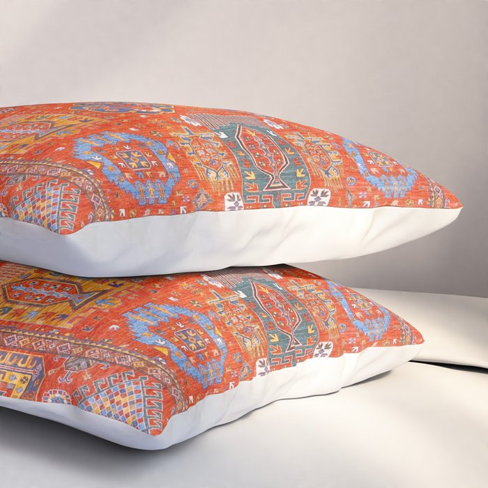 Orange Angel Snowfall Kazak Persian Rug Pillow Sham Gallery Image 3