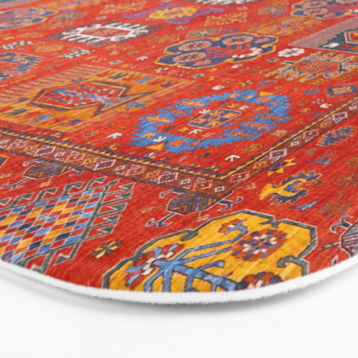Orange Angel Snowfall Kazak Persian Rug Bath Mat Gallery Image 3