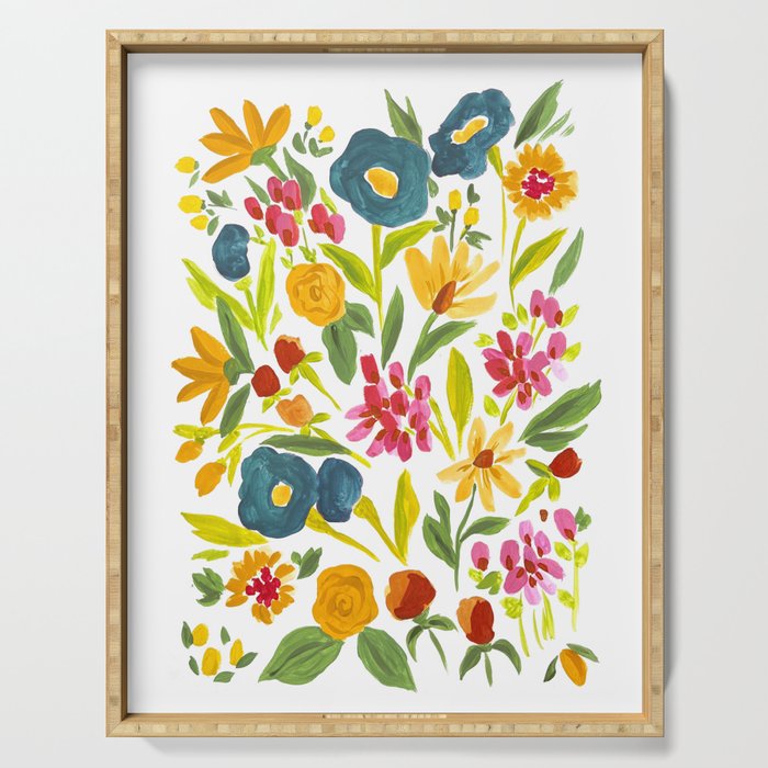 Artsy colorful wildflowers Serving Tray Gallery Image 1