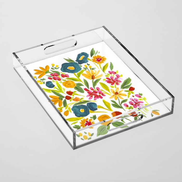 Artsy colorful wildflowers Acrylic Tray Gallery Image 1