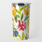 Artsy colorful wildflowers Travel Mug Gallery Image 1