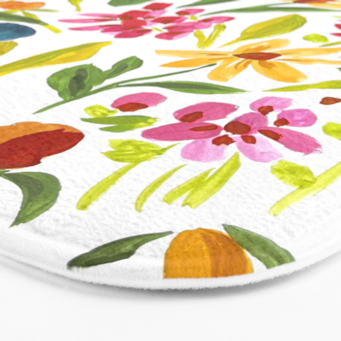 Artsy colorful wildflowers Bath Mat Gallery Image 3
