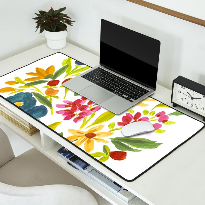 Artsy colorful wildflowers Desk Mat Gallery Image 2