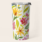 Artsy colorful wildflowers Travel Mug Gallery Image 2