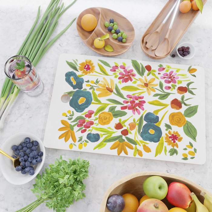 Artsy colorful wildflowers Cutting Board Gallery Image 2