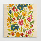 Artsy colorful wildflowers Wood Wall Art Gallery Image 1